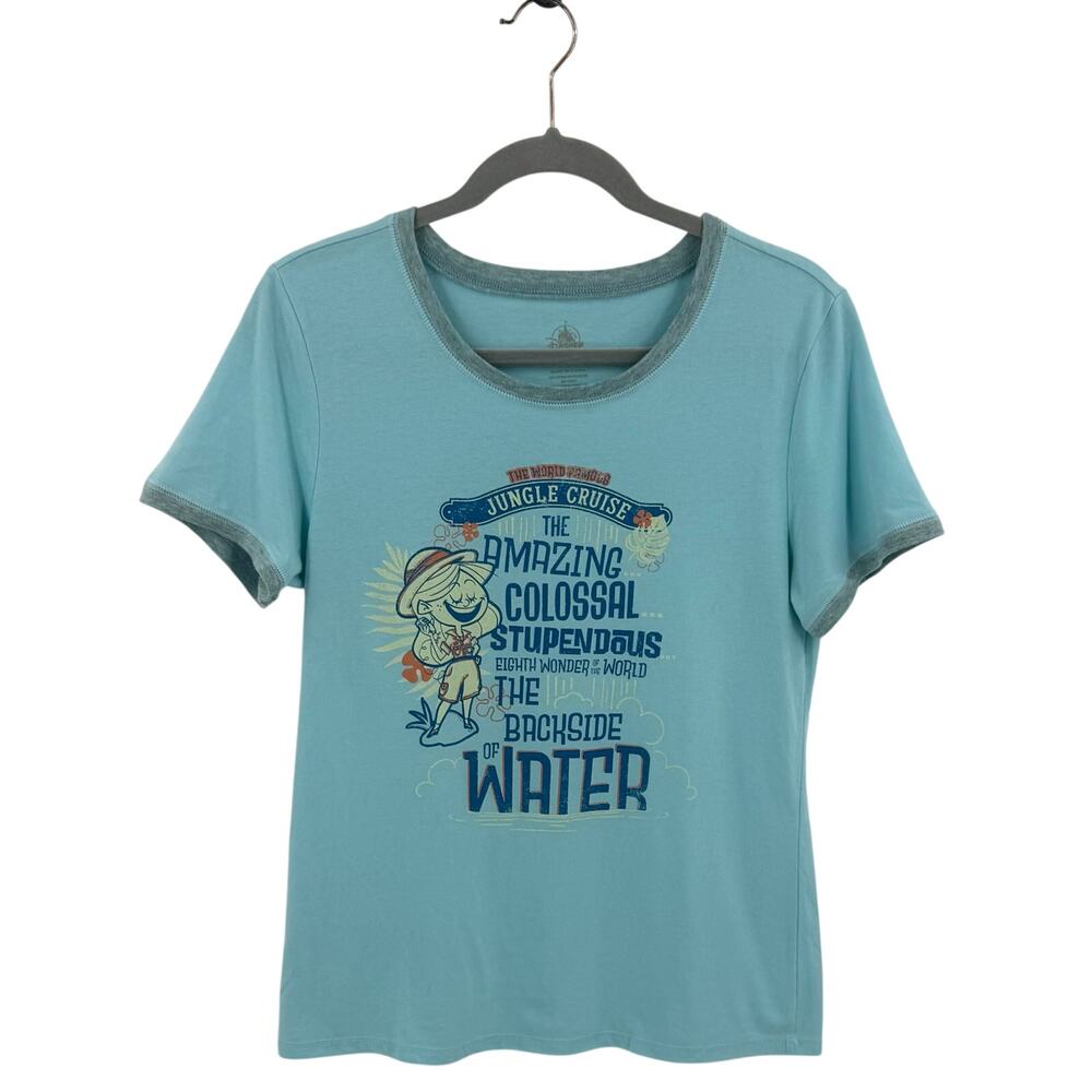 Disney Park Womens Tee Shirt Top Size M Blue Jungle Cruise Short Sleeve Graphic